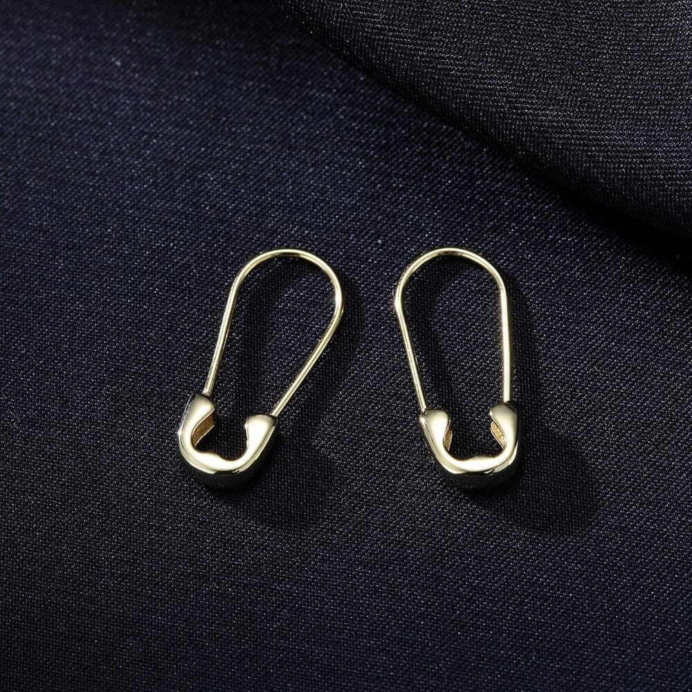 925 Sterling Silver Safety Pin Earrings Hoop for Women Teens Paperclip Earrings - Picture 4 of 7